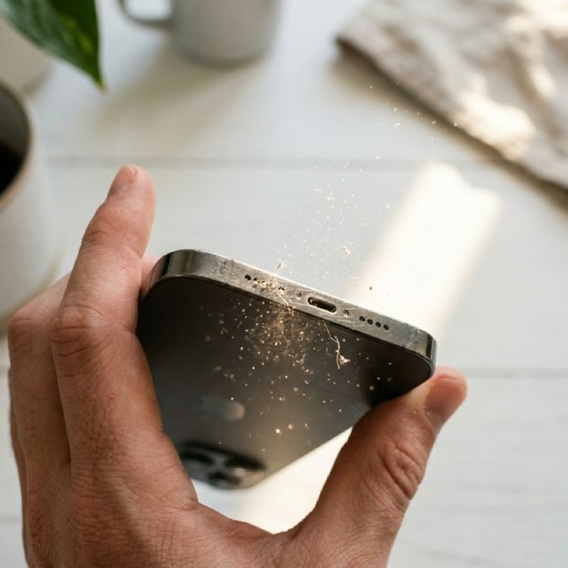 Dust particles being ejected from iPhone speaker